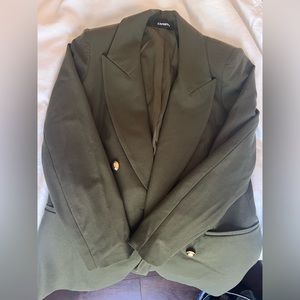 Express Women’s Double Breasted Blazer, Olive Green